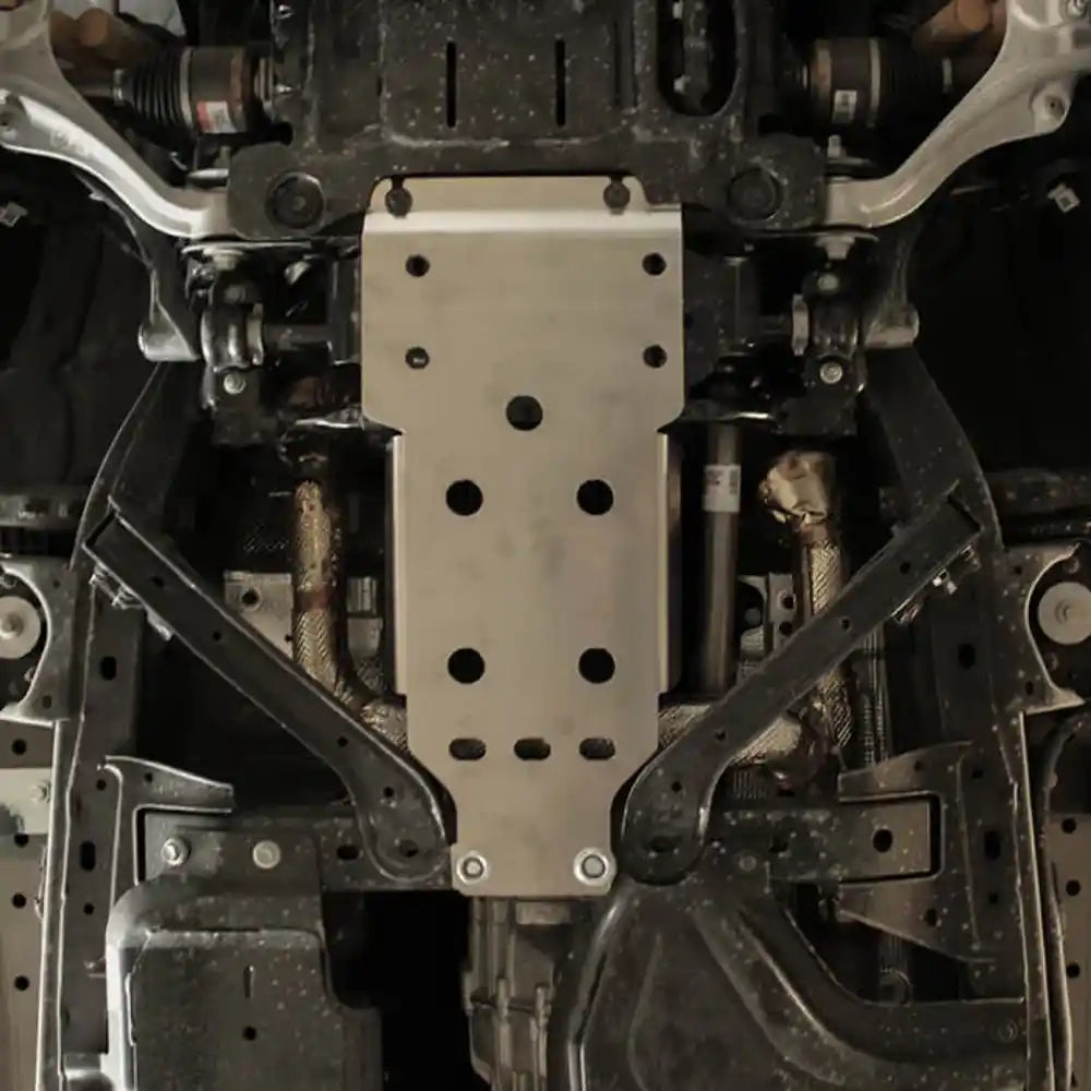 heavy duty skid plate mounted view on the truck