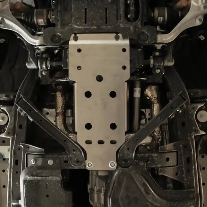 heavy duty skid plate mounted view on the truck