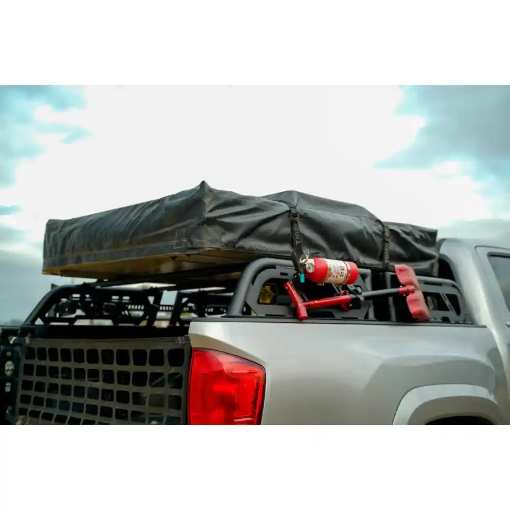 heavy gear mounted on bed rack