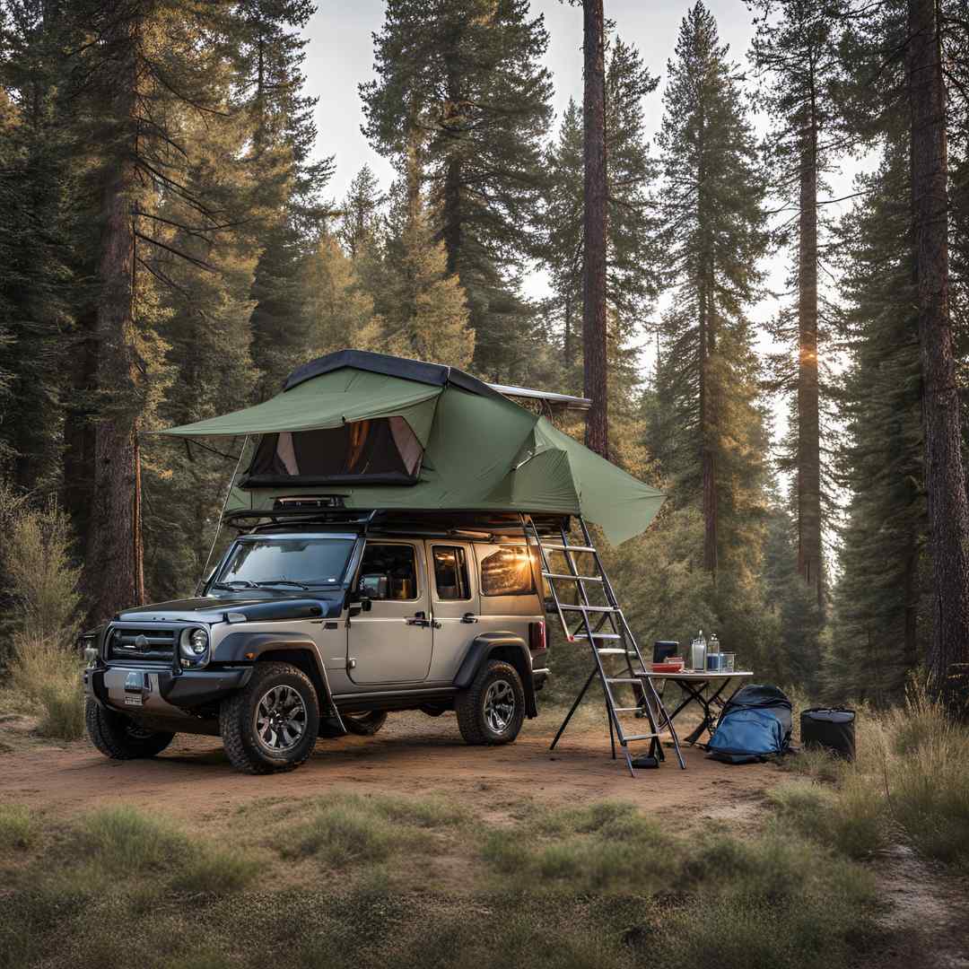 Camping gear with roof top tent