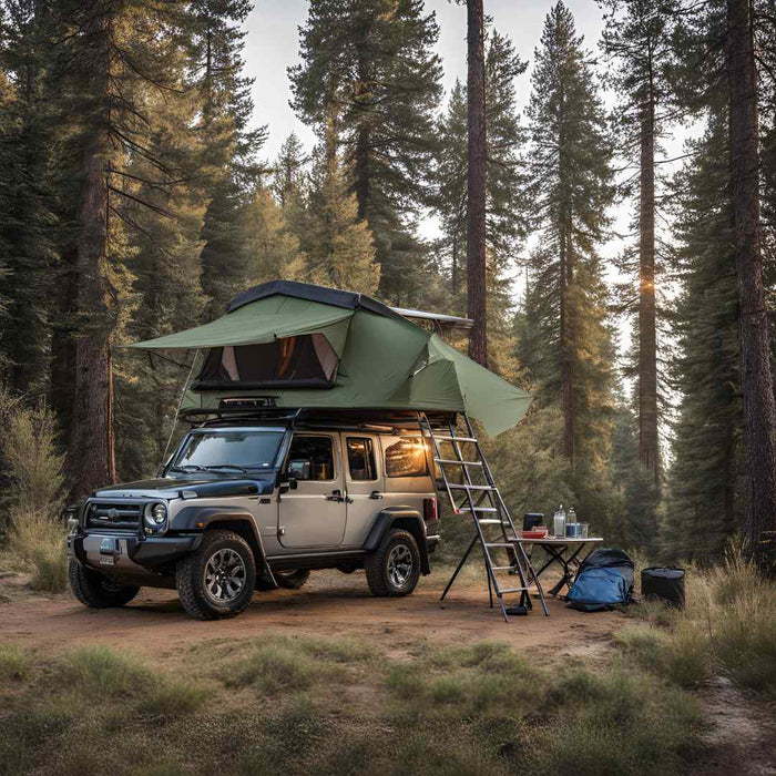 Camping gear with roof top tent