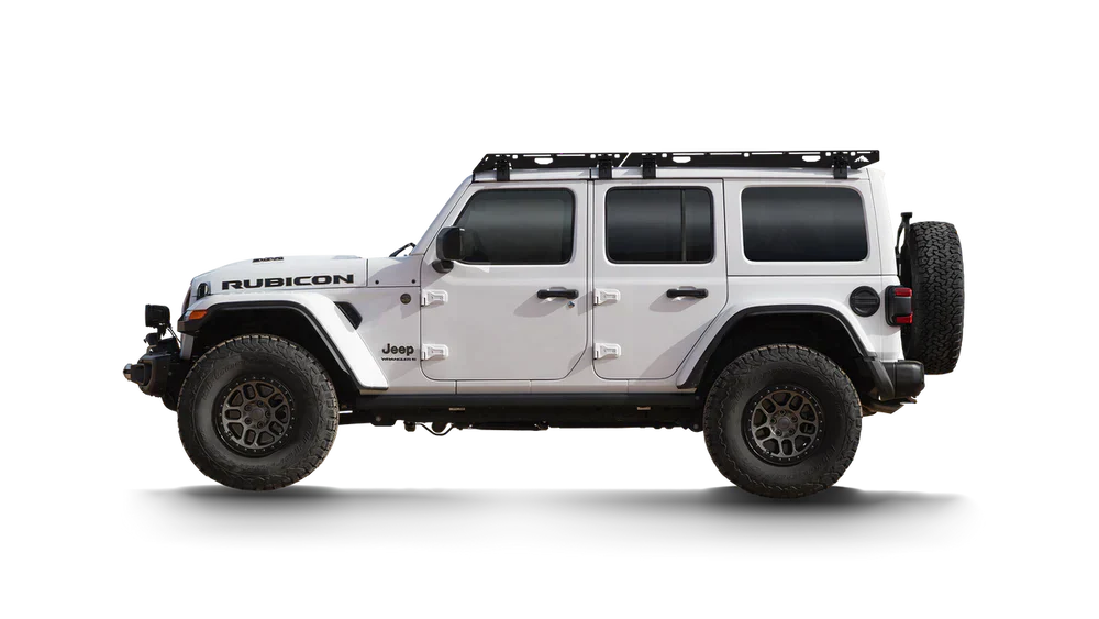 Sherpa Startlight Roof rack mounted on JL on white background
