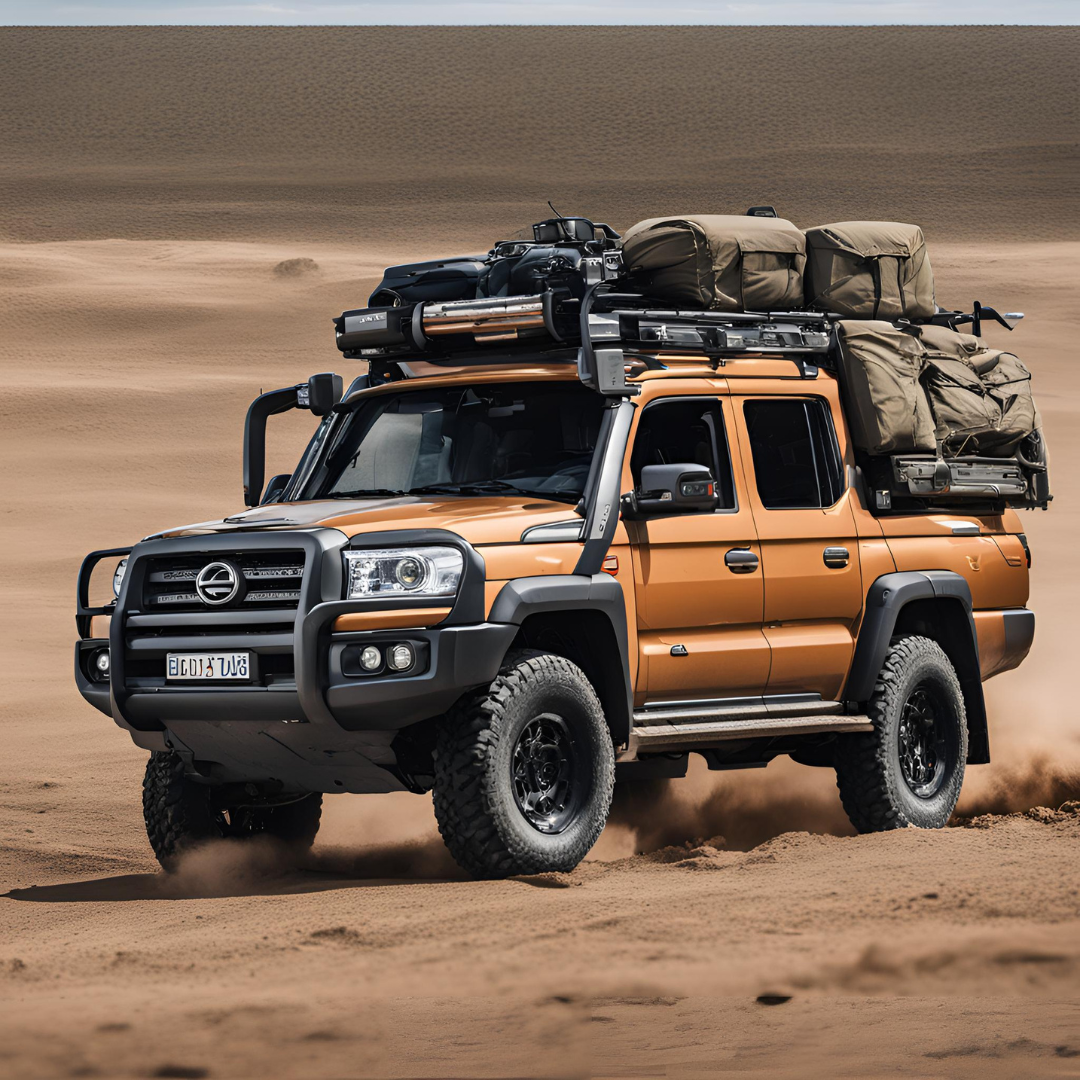 Loaded 4x4 truck on outdoor journey