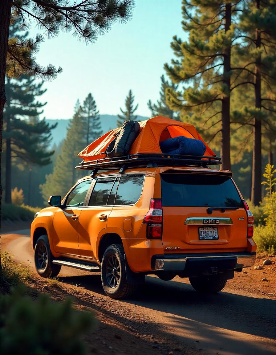 Roof top tent mounted on a roof rack