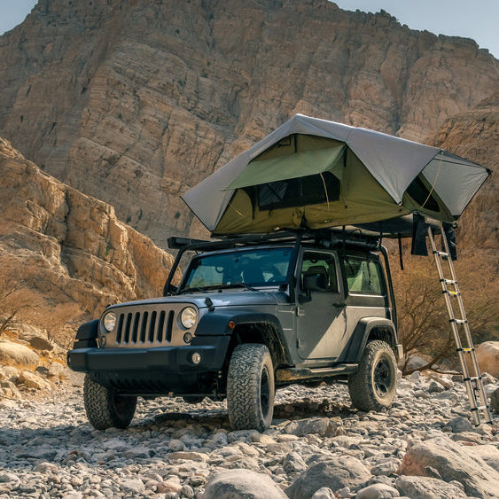 Jeep with Mounted RTT in mountains