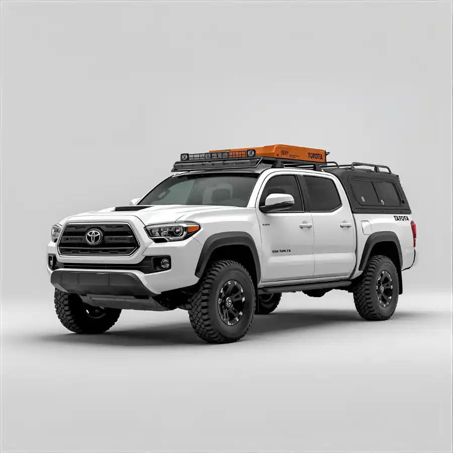 2005-2023 White Toyota Tacoma on grey background