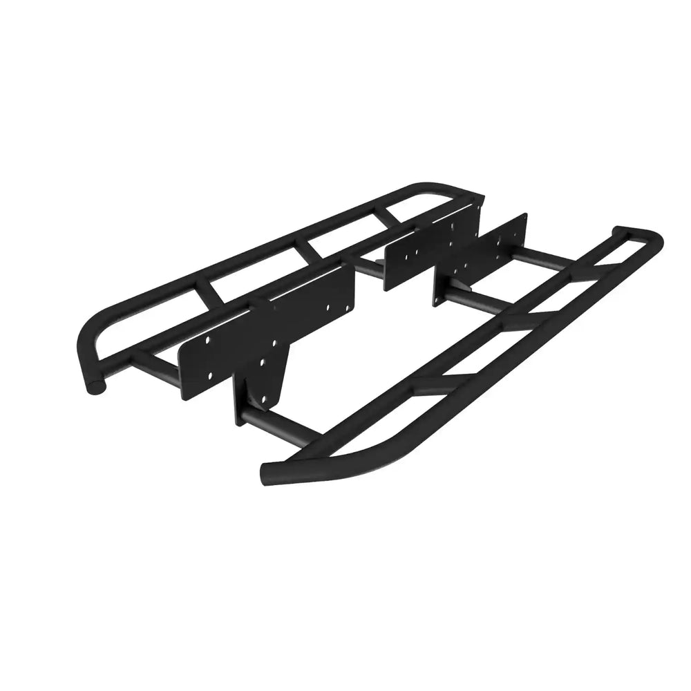 angled view of the rock sliders in white background