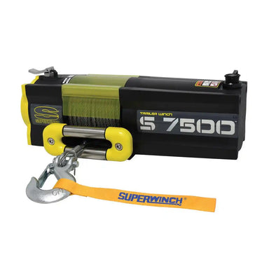 Superwinch trailer 
S7500SR 7500lb  winch with cable on a white background
