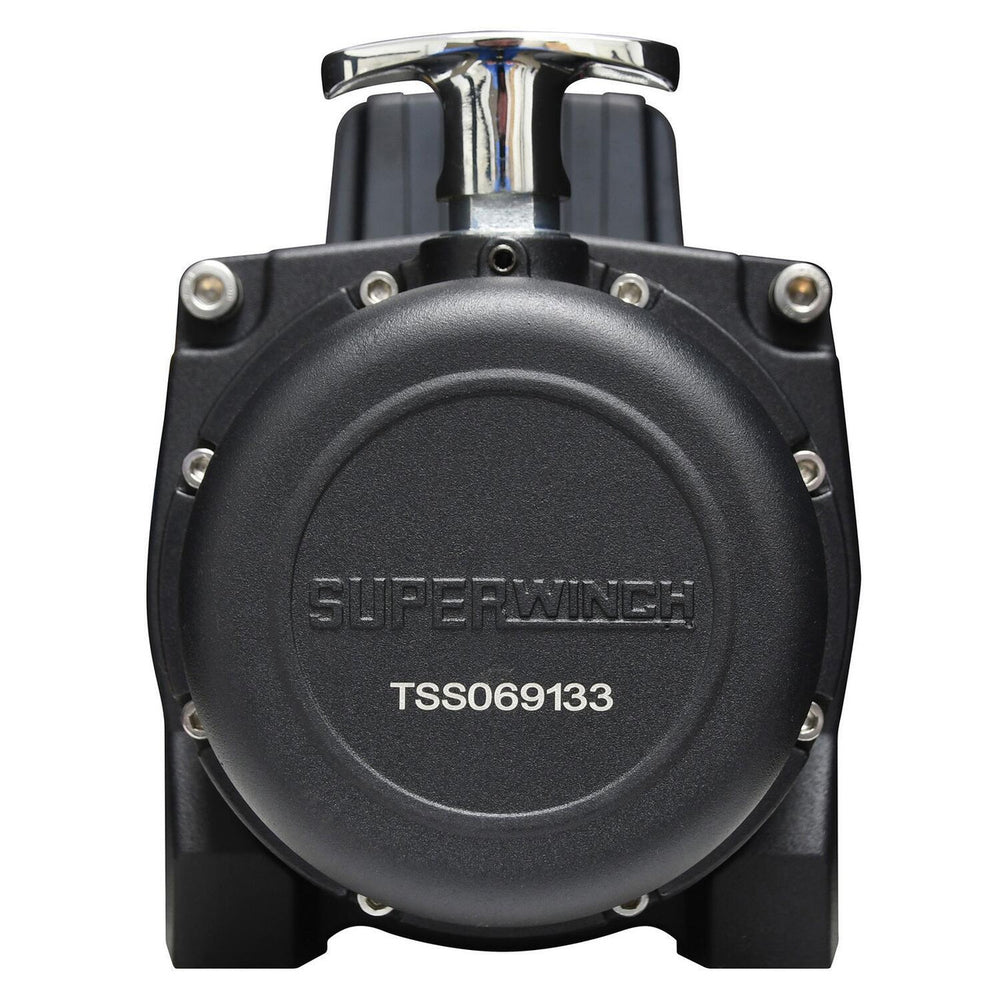 Superwinch winch side close up on a white background