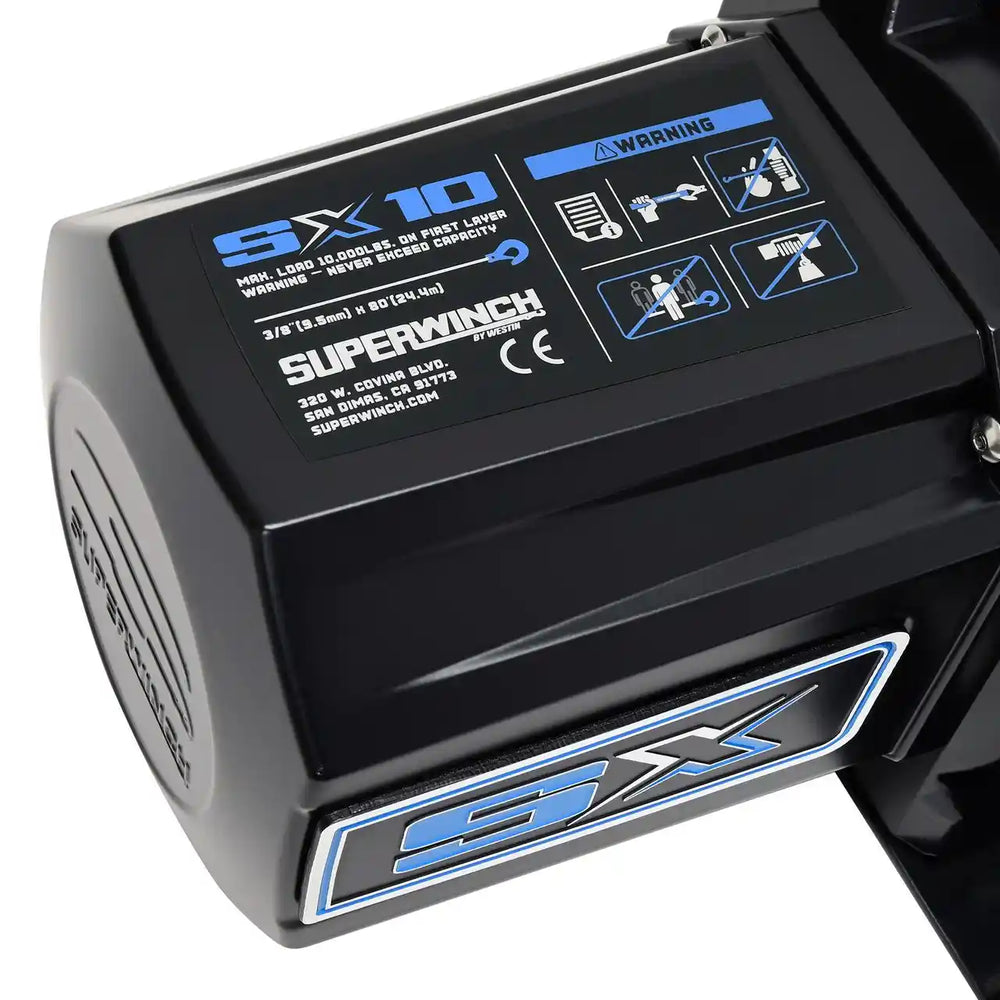 Superwinch SX10 winch motor with display and branding.