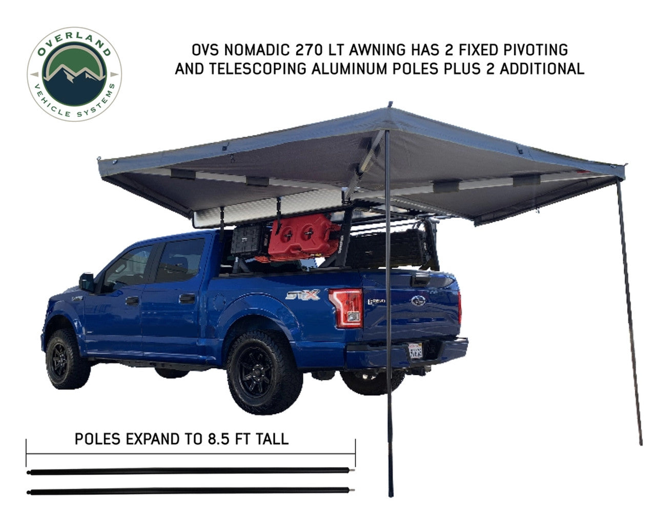 Overland Vehicle Systems Nomadic LT 270 Awning & Wall 1, 2 With Mounting Brackets