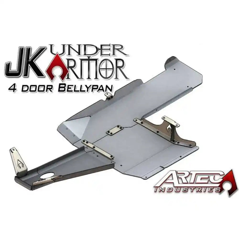 4-door bellypan with 'JK Under Armor' and 'Ariec Industries' branding on a white background