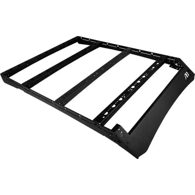 Front-angle view of a 2005+ Toyota Tacoma with the All‑Pro Overland Roof Rack standard, showing sleek integration and bolt-on installation.