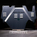 Transmission skid plate with 'Primitive Mid-Armor' branding on a dark background