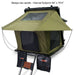 Kabari Z rooftop tent with black interior on a white background, featuring product specifications.