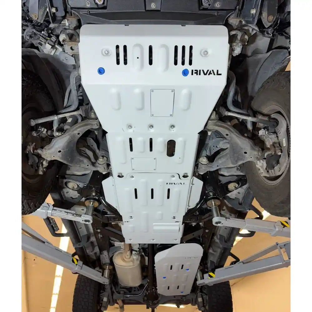 4Runner undercarriage view with Rival Transmission skid plate