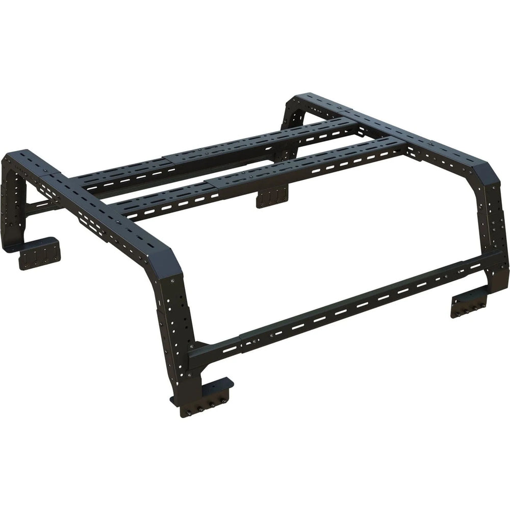 Black metal bed rack on a white background
