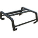 Black metal bed rack on a white background