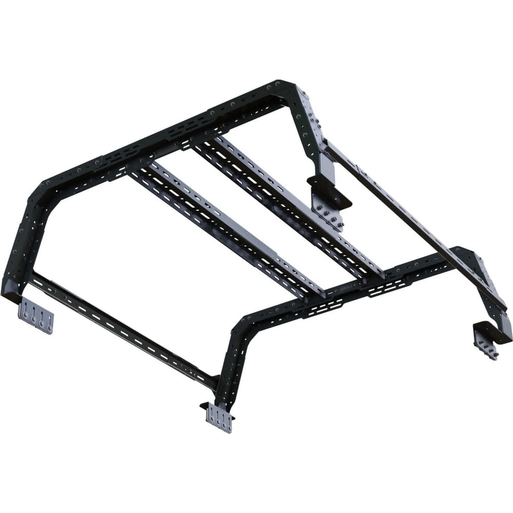 Black metal bed rack on a white background