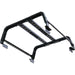 Black metal bed rack on a white background