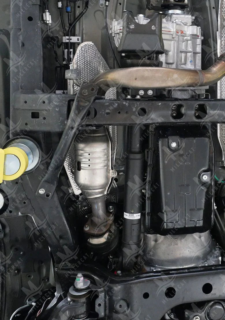  A wide shot of a Toyota 4Runner with the Millercat catalytic converter shield installed, demonstrating how it protects the catalytic converter from theft.
