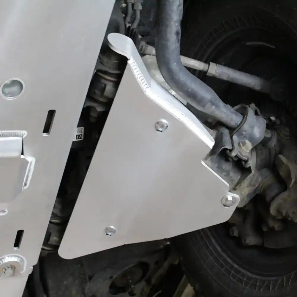 A-Arm skid plate installed front suspension view