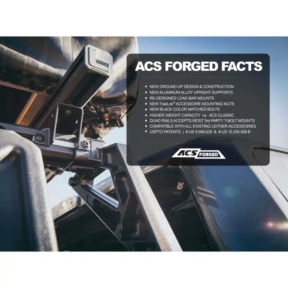 ACS Forged vehicle suspension system with product details on a black background