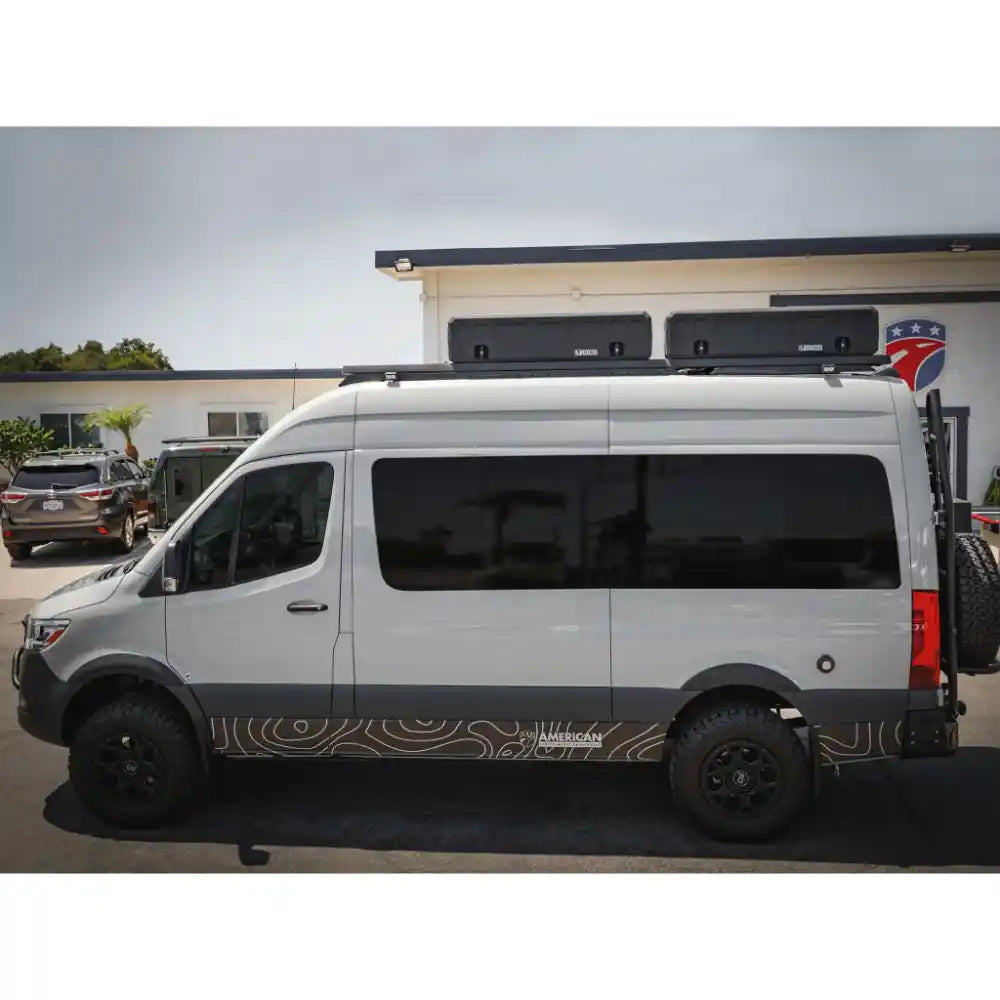 ACS ROOF Core rack on Sprinter 144 during off-road travel
