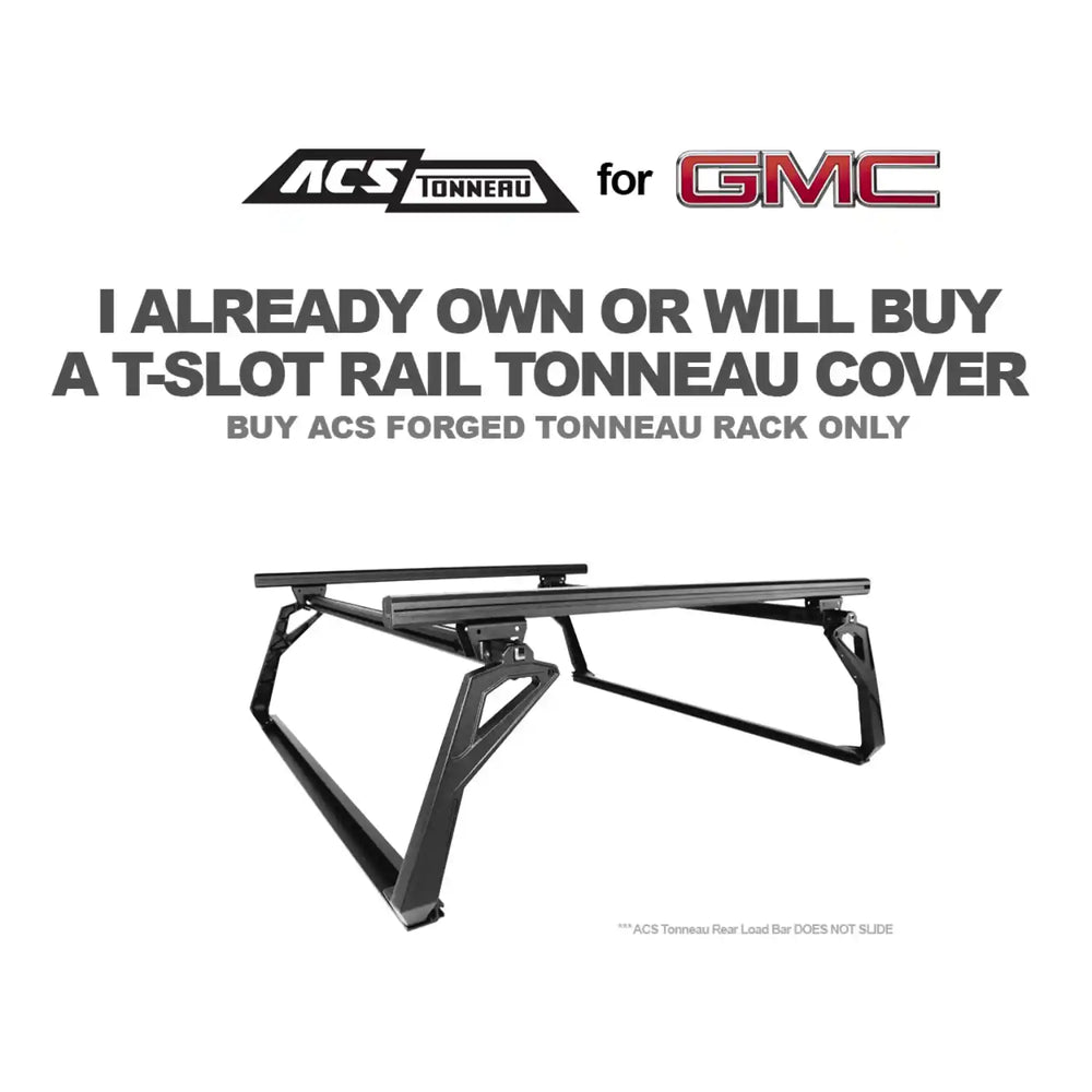 ACS Tonneau cover for GMC with tonneau rack on a white background