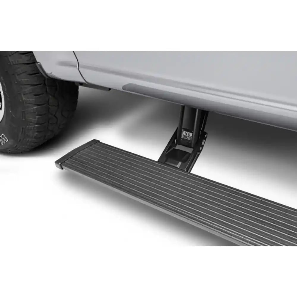 AMP Research PowerStep deployed on silver Ram 1500