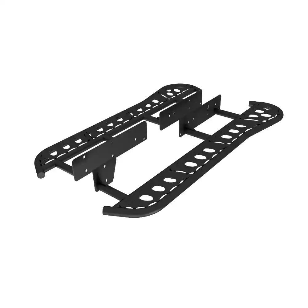 Angled view of flat kick out rock sliders from Lexus