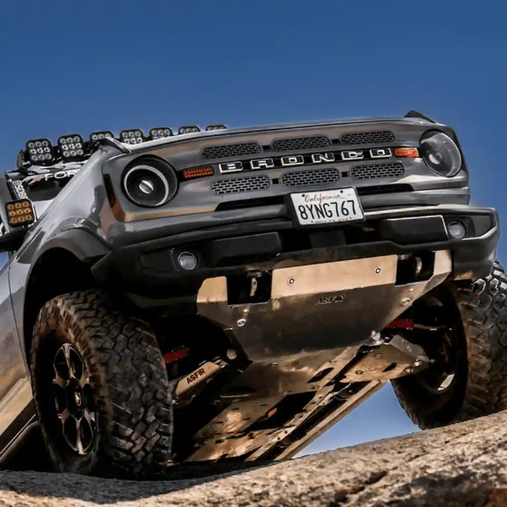 Asfir 4x4 Ford Bronco Front Skid Plate for OE Plastic Bumper - 6mm aluminum off-road armor