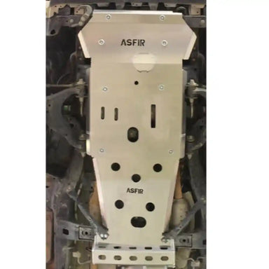 Asfir 4x4 transfer case skid plate bolted on under Toyota Tacoma 2010-2023