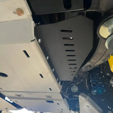 Black RCI catalytic guard fully mounted under 4Runner chassis