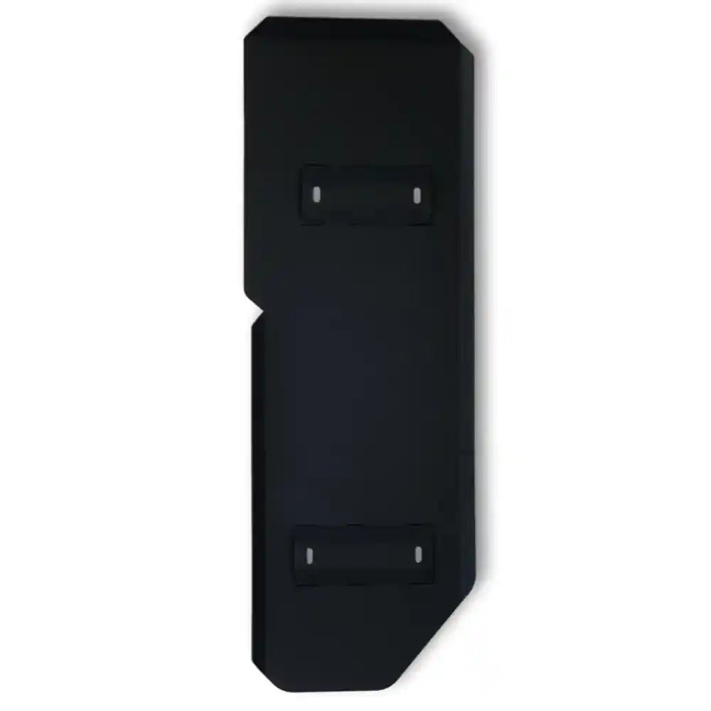 Black RCI skid plate designed to shield Tacoma fuel tank