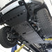 Black RCI transfer case skid with slots, side view.