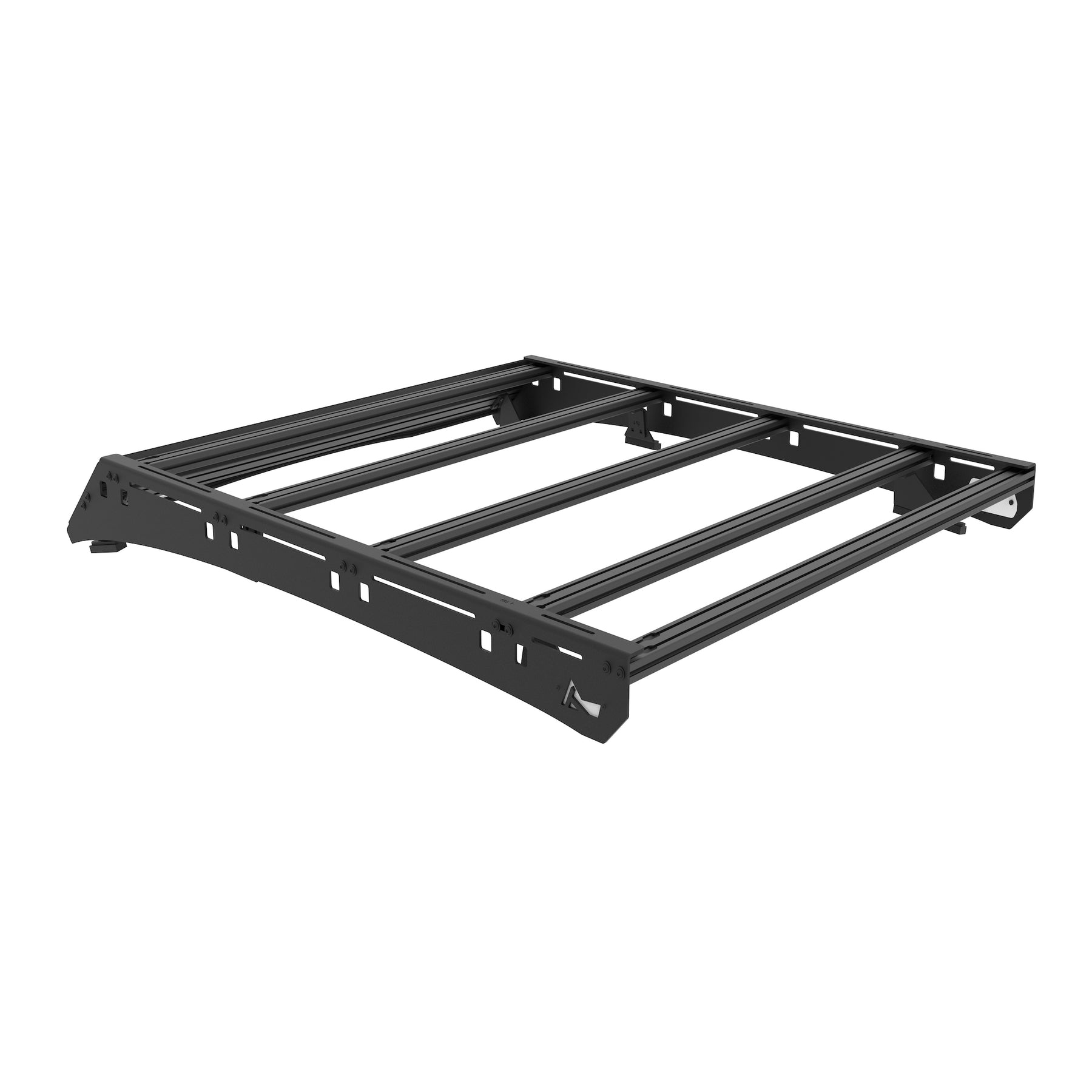 Black metal roof rack on a white background
