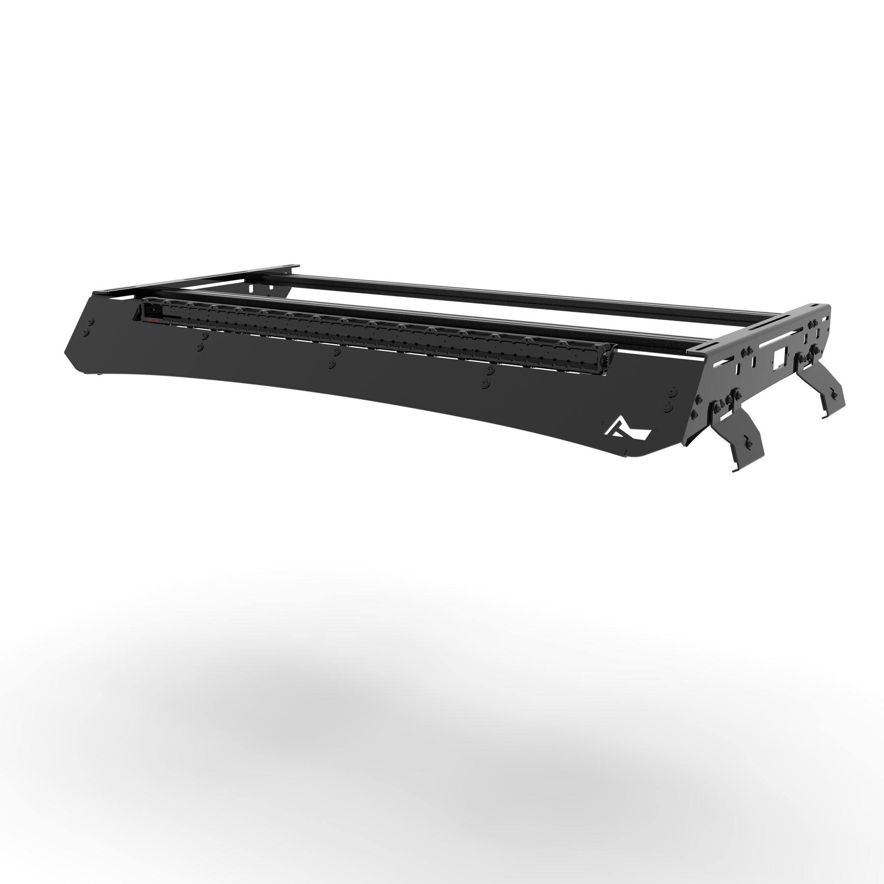 Black metal rack on a white background