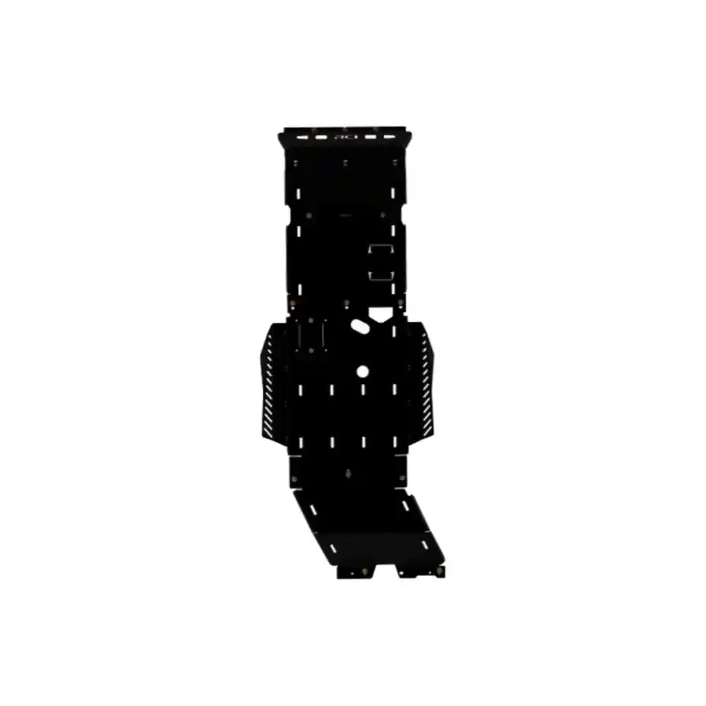 Black powder-coated RCI transfer case skid plate isolated view