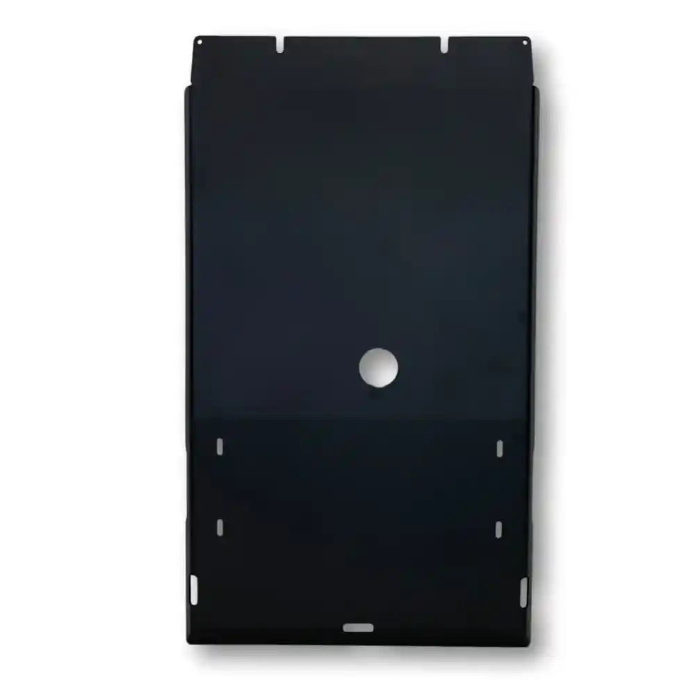 Black powder-coated RCI transmission and transfer case skid plate – front view