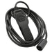 Black wired controller with cable and connector on a white background