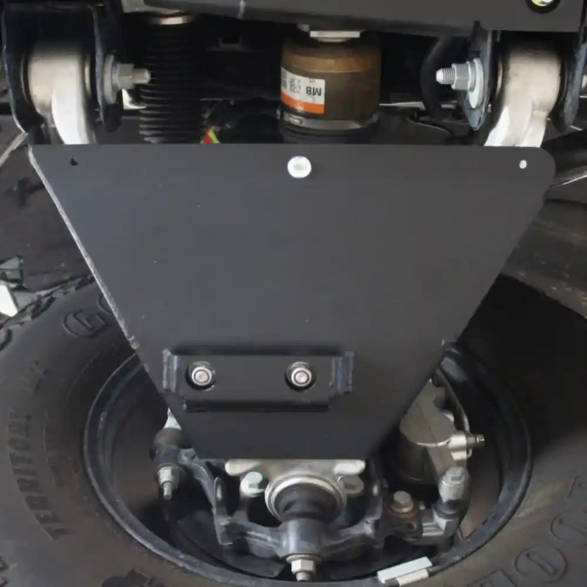 RCI Offroad A-arm Skid Plates installed on a Ford Bronco front suspension