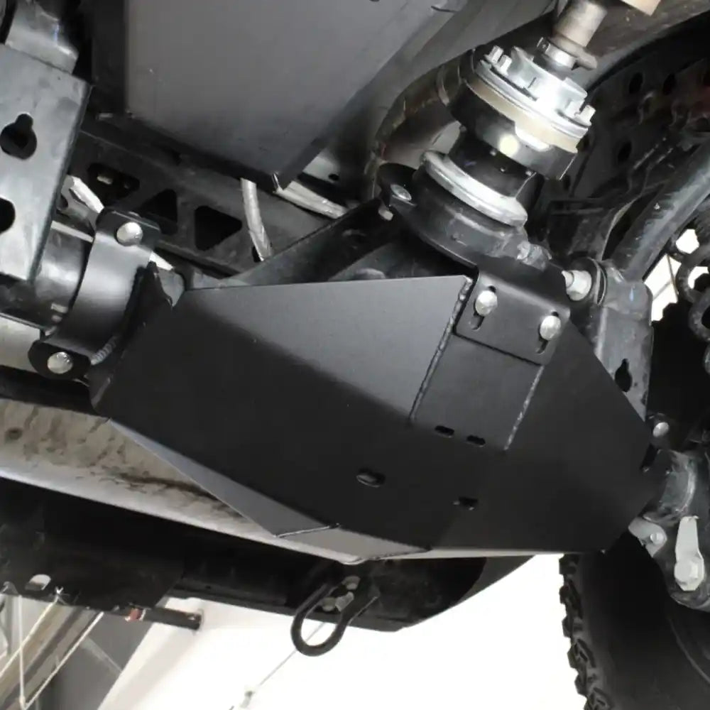 Bronco rear differential protection plate close-up