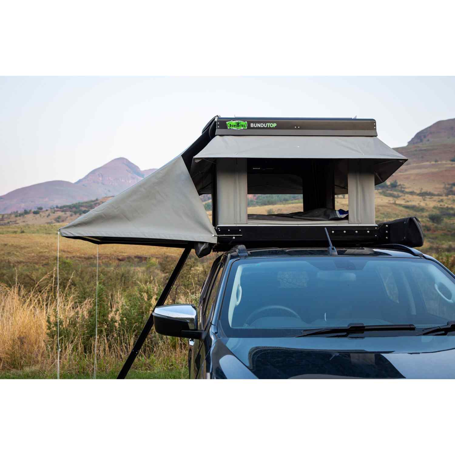 roof top tent with sunroof access Bundutec BunduTop: Luxury Electric Roof Top Tent for Camping — ExtrailAuto