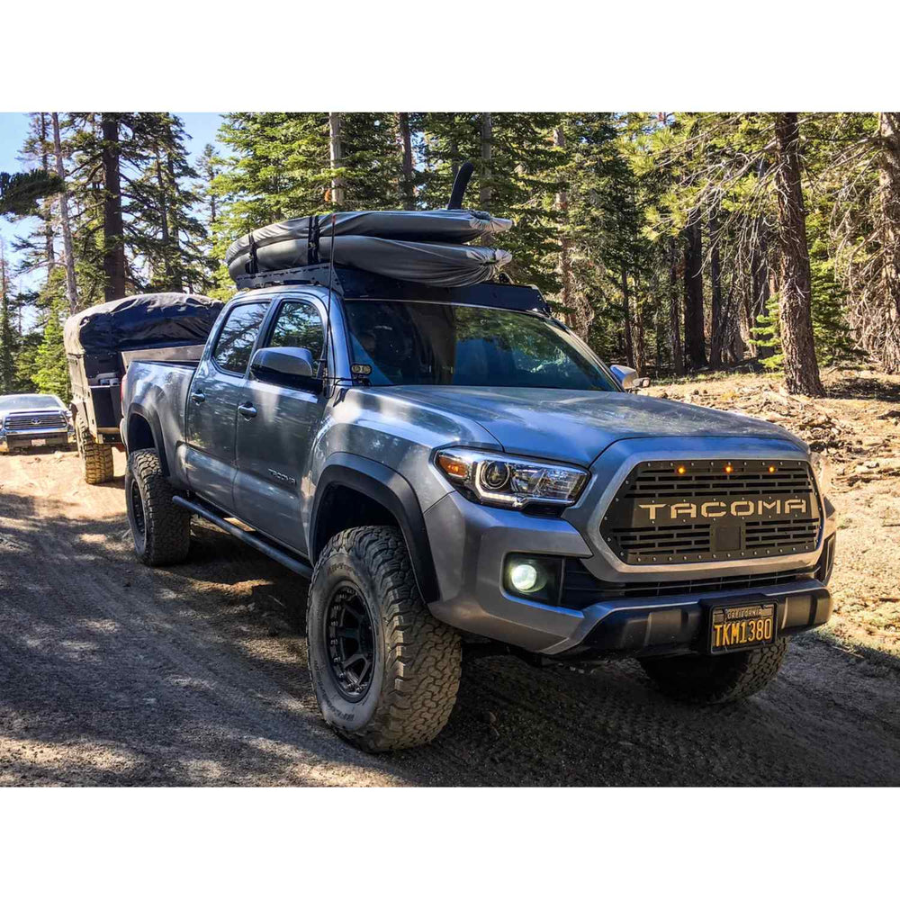 Cali Raised LED Trail Edition Rock Sliders For 2005-2023 Toyota Tacoma Front View