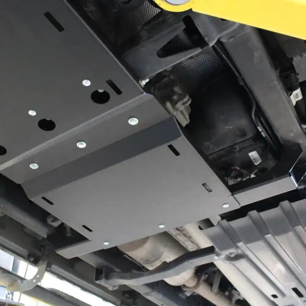 Close-up RCI transfer case skid with mounting points