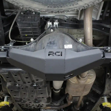 Close-up of RCI differential skid plate from rear