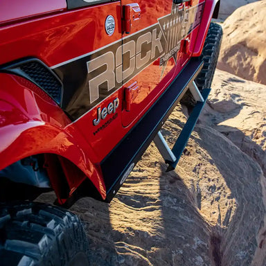 Close-up of Rock Slide JL step slider underside with support brackets