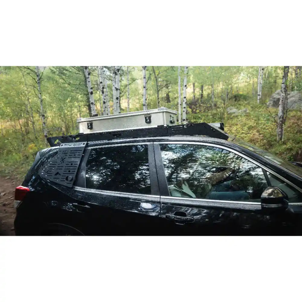 Close-up of Sherpa roof rack mounted on Subaru Forester