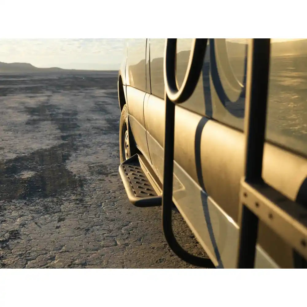 Close up of side steps.